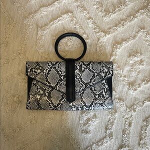 Snakeskin Pattern Clutch with Black Handle